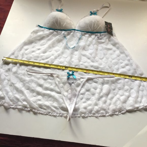 Per Lei plus size 1X white baby doll with G-string - Picture 6 of 6